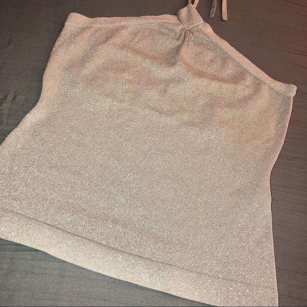 {EXPRESS} Silver Metallic Halter Top ✨